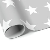柔らかい灰色の上に白い星 ラッピングペーパー (ロールコーナー)
