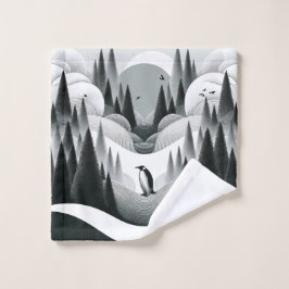 柔らかい灰色の白い煙の森の丘の木々の波 ウォッシュタオル