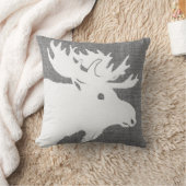 柔らかい灰色の背景に白いムースのシルエット クッション (ブランケット)