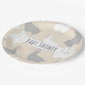 柔らかい灰色及び白いラマのベビーシャワー ペーパープレート (アングル)