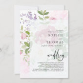 柔らかい牡丹のエレガントな結婚式 招待状 (正面)