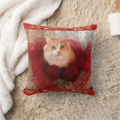 柔らかい猫および赤いリボンの装飾用クッション クッション (ブランケット)