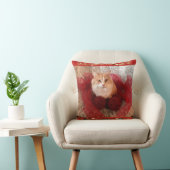 柔らかい猫および赤いリボンの装飾用クッション クッション (椅子)