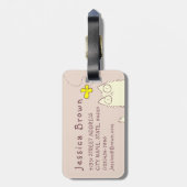 柔らかい猫および黄色い蝶 ラゲッジタグ (裏面縦)