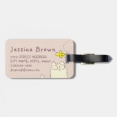 柔らかい猫および黄色い蝶 ラゲッジタグ (裏面横)