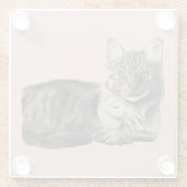柔らかい猫の水彩画の絵画 ガラスコースター (裏面)