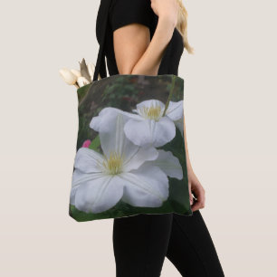 柔らかい白いクリマチスの花ペア トートバッグ