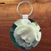 柔らかい白いバラパーソナライズされた キーホルダー (正面)