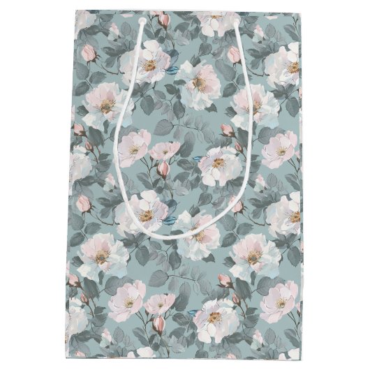 柔らかい白いバラ ミディアムペーパーバッグ (裏面)