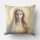 柔らかい白い色調の母マリア クッション (正面)