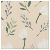 柔らかい白い花を持つバニラ生地 ファブリック (クローズアップ)