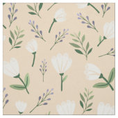 柔らかい白い花を持つバニラ生地 ファブリック (見本)