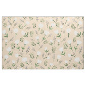 柔らかい白い花を持つバニラ生地 ファブリック (ファットクウォーター)