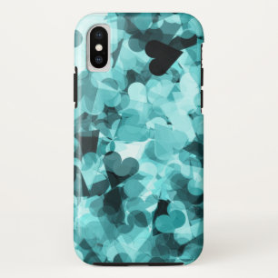 柔らかい空色のかわいいのハートの背景 iPhone X ケース