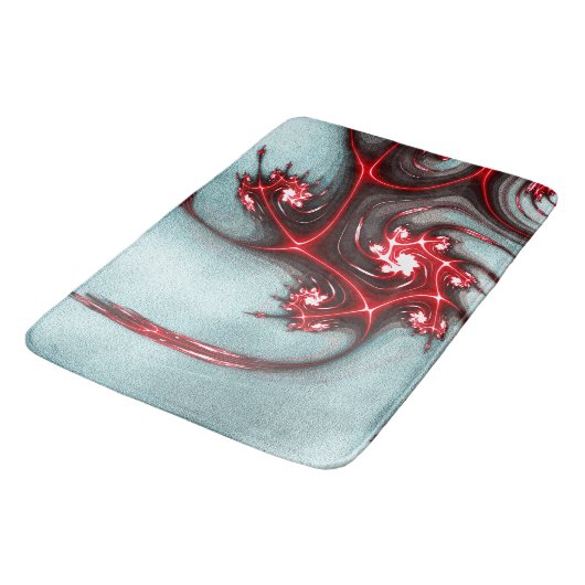 柔らかい粗いテクスチャ上の派手な赤いフラクタルトカゲ バスマット (アングル)