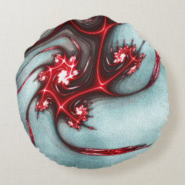 柔らかい粗いテクスチャ上の派手な赤いフラクタルトカゲ ラウンドクッション