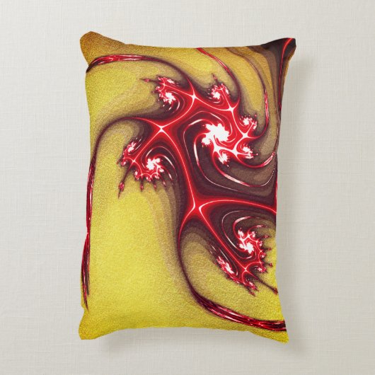 柔らかい粗い黄土質上の赤みを帯びたフラクタルのトカゲ アクセントクッション (裏面(縦))