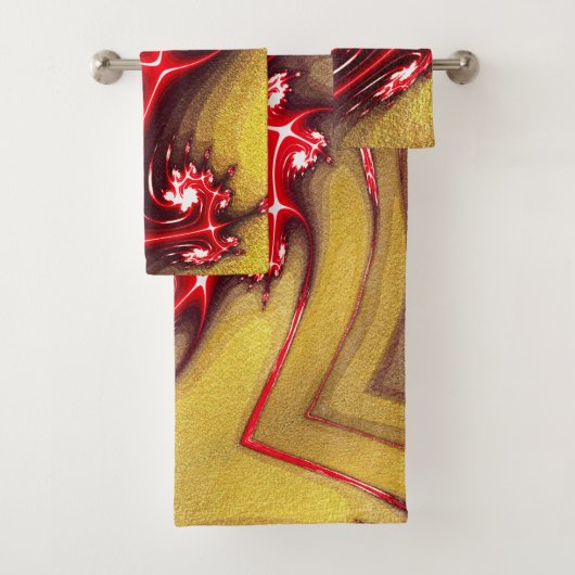 柔らかい粗い黄土質上の赤みを帯びたフラクタルのトカゲ バスタオルセット (インサイチュ)