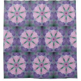 柔らかい紫とピンクのあじさい シャワーカーテン