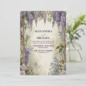 柔らかい紫のほこりっぽい青のほこりピンクのフローラ結婚ズ 招待状 (スタンド正面)