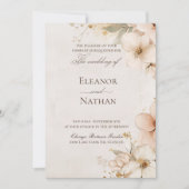 柔らかい紫のバラと洗練さ結婚れた 招待状 (正面)