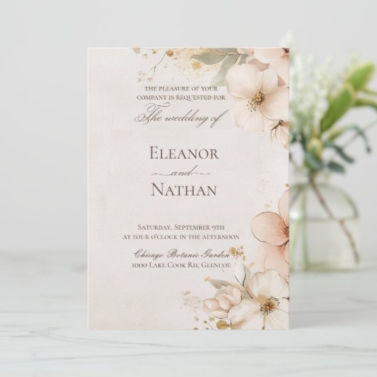 柔らかい紫のバラと洗練さ結婚れた 招待状 (スタンド正面)