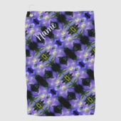 柔らかい紫色のクリマチス花のパタパーソナライズされたーン ゴルフタオル (正面)