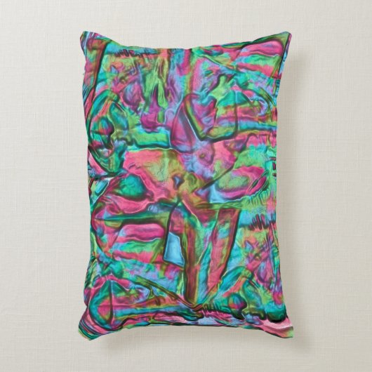 柔らかい絹のような色合いで着色された岩またはゴロゴロした アクセントクッション (正面(垂直))