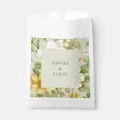 柔らかい緑とベージュ結婚の花 フェイバーバッグ (正面)