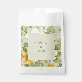 柔らかい緑とベージュ結婚の花 フェイバーバッグ