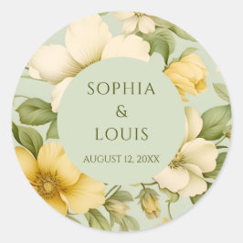 柔らかい緑とベージュ結婚の花 ラウンドシール