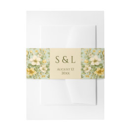 柔らかい緑とベージュ結婚の花 招待状ベリーバンド