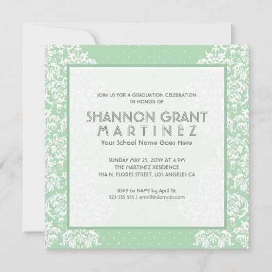 柔らかい緑と白の花 – グラッエレガントド招待状 招待状 (正面)