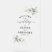 柔らかい緑と金ゴールドミニマル結婚リストの歓迎 アクリルサイン (傾斜)