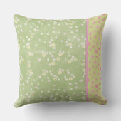 柔らかい緑と黄色の花の装飾用クッション クッション (裏面)