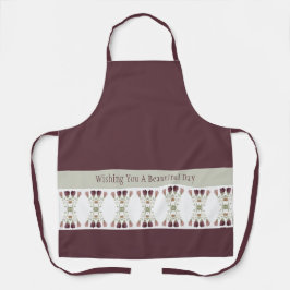 柔らかい緑にアクセントされたフローラ付き梅 エプロン