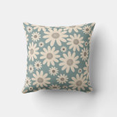 柔らかい緑にカモミールの花のパターン クッション (裏面)