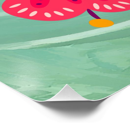 柔らかい緑にカラフル花を付けた先住民の女性 ポスター (コーナー)