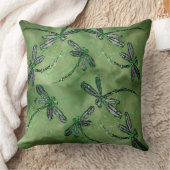 柔らかい緑に紫の翼のあるトンボ クッション (ブランケット)