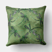 柔らかい緑に紫の翼のあるトンボ クッション (裏面)