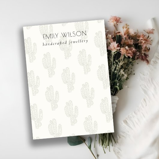 柔らかい緑のサボテンの葉空白のジュエリー表示 名刺