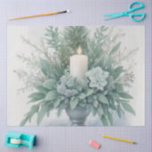 柔らかい緑のトーンクリスマスキャンドル 薄葉紙 (クラフト)