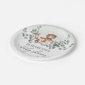 柔らかい緑の森林地に動物のベビーシャワーデコール ペーパープレート (アングル)