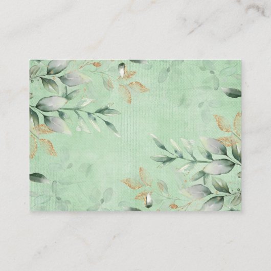 柔らかい緑の森林地の赤ちゃんシャワーおむつラッフルE エンクロージャーカード (裏面)