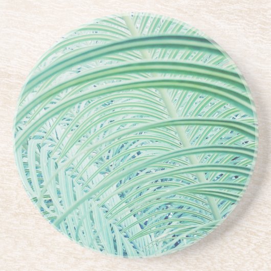 柔らかい緑の植物ヤシの葉 コースター (正面)
