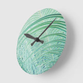柔らかい緑の植物ヤシの葉 ラウンド壁時計 (傾斜)