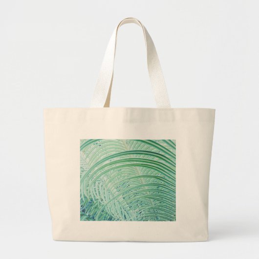 柔らかい緑の植物ヤシの葉 ラージトートバッグ (正面)