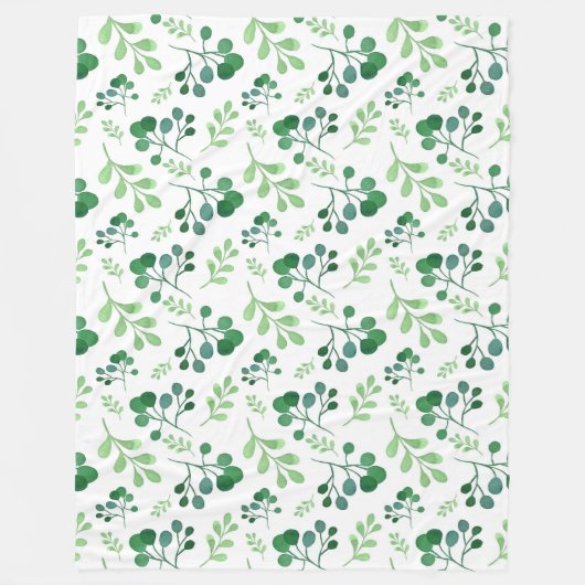 柔らかい緑の水の色のパターン フリースブランケット (正面)