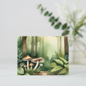 柔らかい緑の洗剤を使った複雑なキノコ ポストカード (スタンド正面)