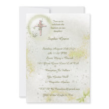 柔らかい緑の洗礼の招待で優雅な